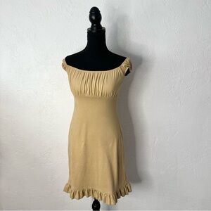 Vintage 90s Hourglass suede tan dress